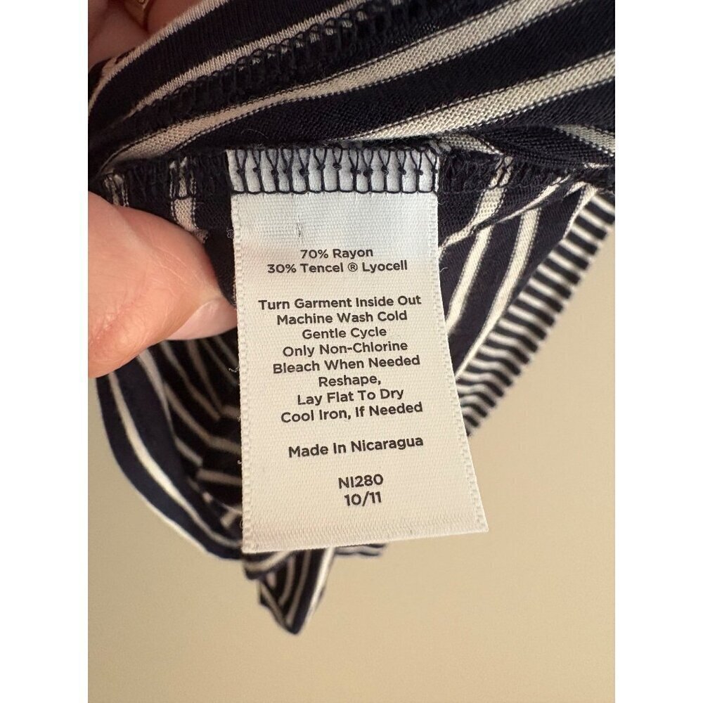 Talbots Nautical Striped Top with Button Shoulder Detail Navy & White Size Small - Picture 8 of 10